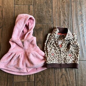 Pink Hooded Vest and Leopard Print Jacket